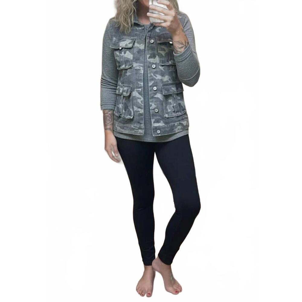 NEW LA SOCIETY las cargo denim vest in camo